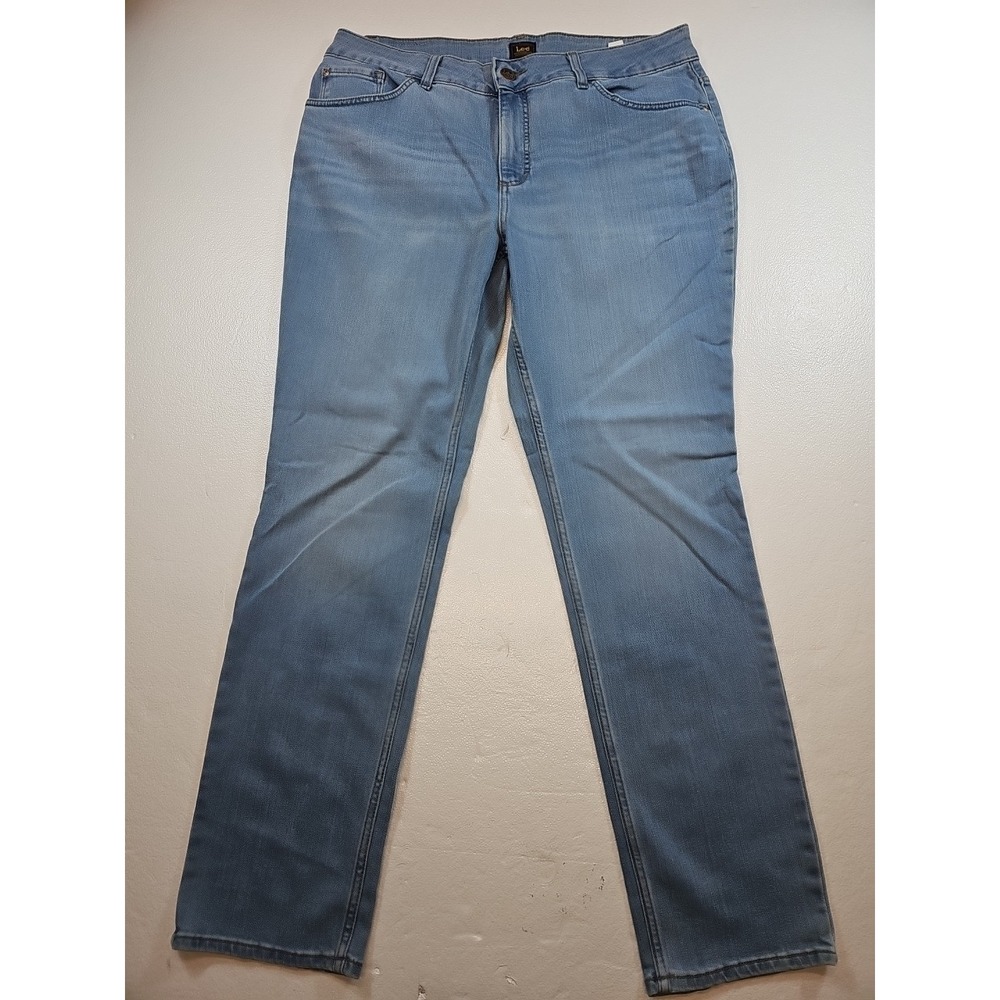 Lee Jeans Womens 18WL (38x33)Blue High Rise Straight Leg Stretch Denim